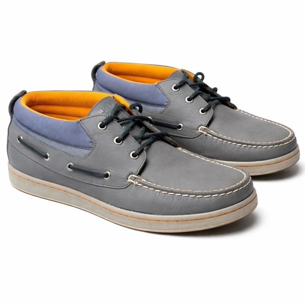 Sperry Men's Boat‎ Shoes Leather Gray Orange Blue 12 M Chukka Cup Collection